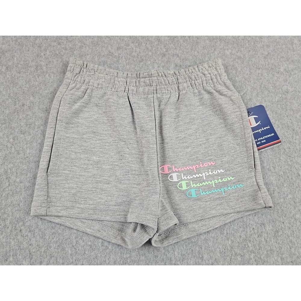 Champion Girls Size Small (6X) Shorts Gray Activewear Athleisure Logo NWT